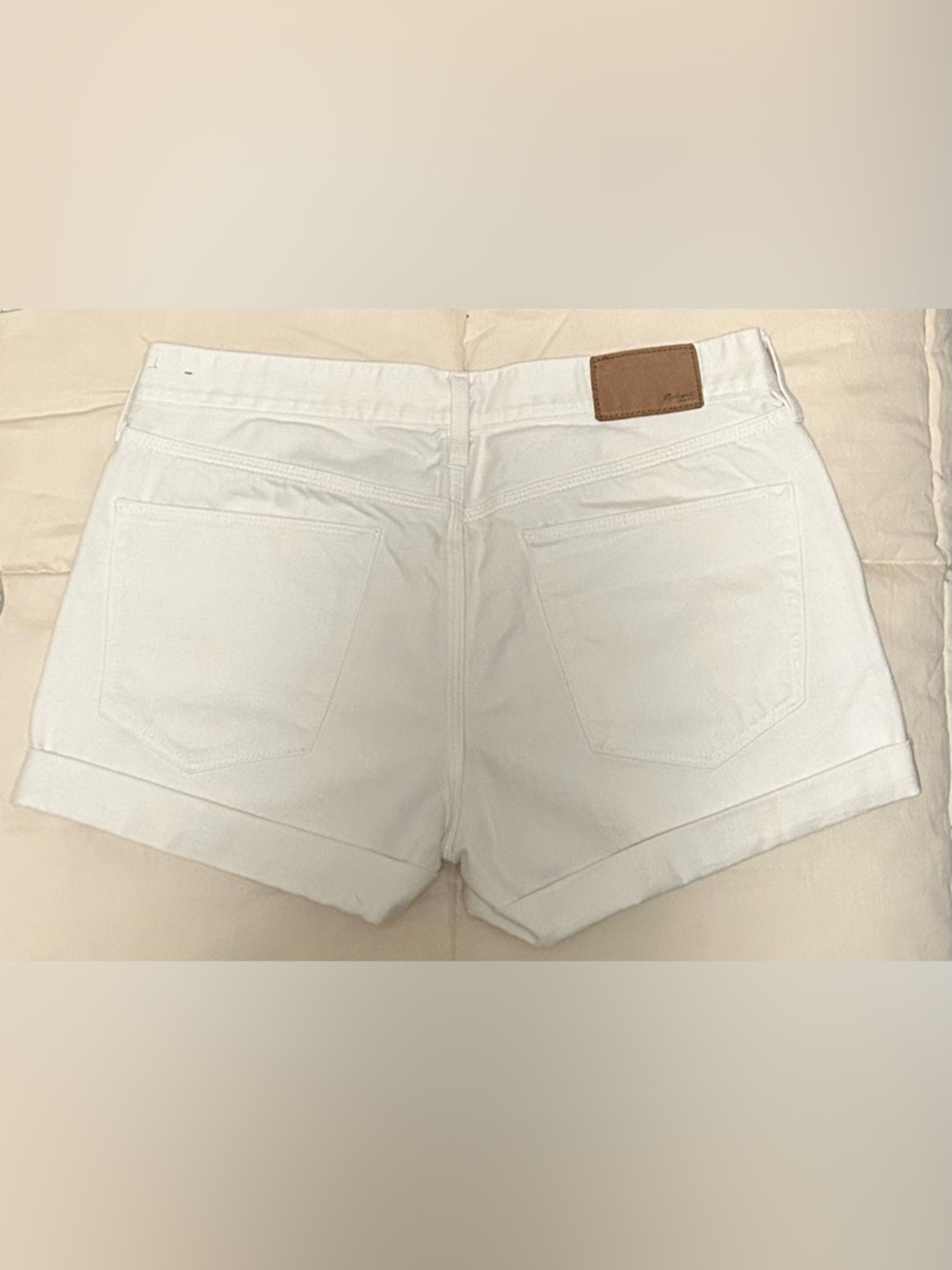 Madewell Cream Rolled-Hem Denim Shorts